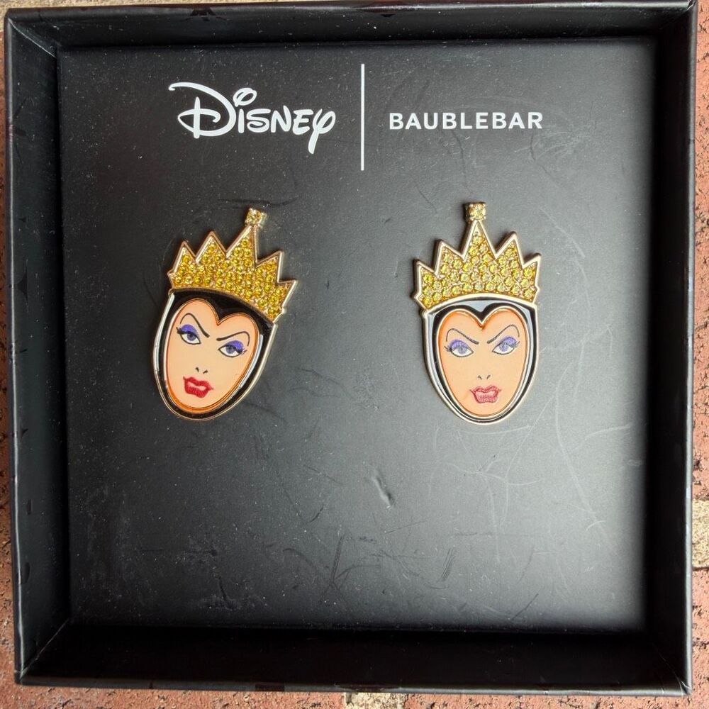 Disney x BaubleBar Snow White Evil Queen Rhinestone Enamel Stud Earrings NEW